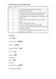 English worksheet: How much do you know about AIDS