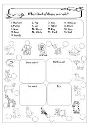 English Worksheet: Animal