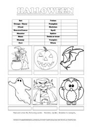 English Worksheet: Vocabulary - Halloween