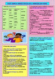 English Worksheet: past simple: mixed regular & irregular verbs (+ key)