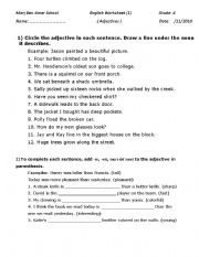 English worksheet: Adjectives