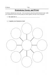 English Worksheet: Brainstorm, Group, and Write!