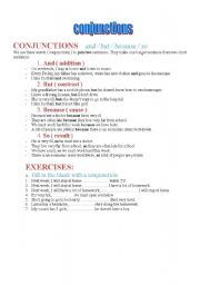 English Worksheet: conjunctions