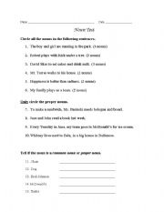 English worksheet: Noun Test