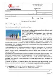 English Worksheet: Holiday and fun