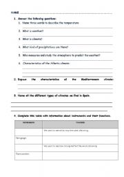 English Worksheet: climate and weather in spain
