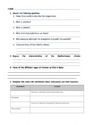 English worksheet: climate and weather in spain