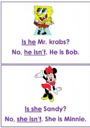 English Worksheet: verb to be flashcards-Spongebob (part4)