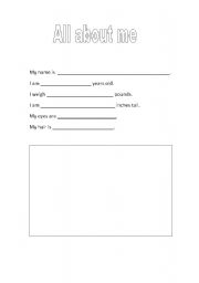 English worksheet: All about me