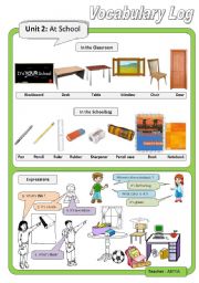 English Worksheet: Vocabulary Log 2: At School
