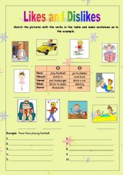 English Worksheet: likes and dislikes