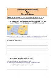 English Worksheet: Harriet Tubman and the Underground Railroad