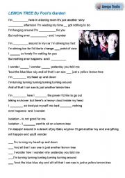 English worksheet: Song activity: Fools Garden-Lemon Tree