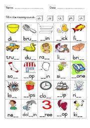 English Worksheet: Phonics - Missing sounds