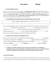 English Worksheet: Exam Review (9th form worksheet)
