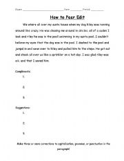 English Worksheet: How to Peer Edit