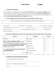 English Worksheet: Exam Review (7th form worksheet)