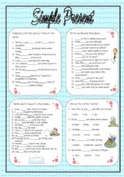English Worksheet: Present Simple- do-does-dont-doesnt