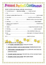 English Worksheet: Present Perfect Continuous Tense