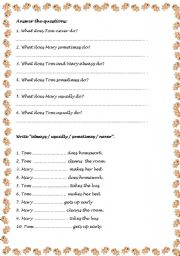 English Worksheet: Daily routines- questions 