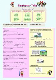 English Worksheet: Simple past - to be