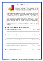 English Worksheet: Food and health