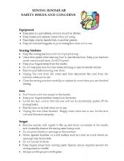 English Worksheet: Sewing Lab Rules