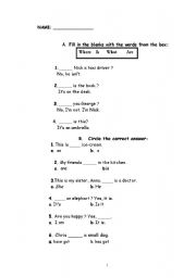 English worksheet: revision test for kids