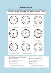 English Worksheet: Telling the Time