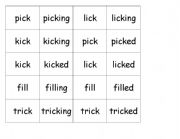 English Worksheet: ed and ing concentration