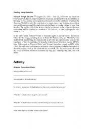 English Worksheet: Michael Jackson Biography 