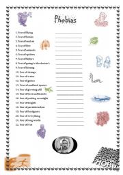 English Worksheet: Phobias