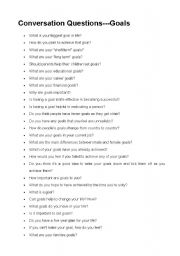 English Worksheet: Goals