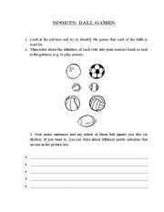 English worksheet: Sports: Ball games