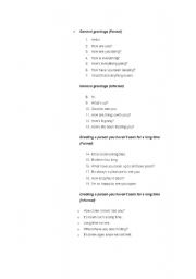 English worksheet: General Greetings