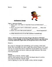 English worksheet: Halloween Thriller song