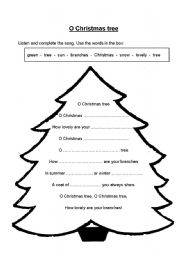 English Worksheet: O CHRISTMAS TREE song