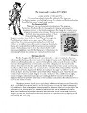 English Worksheet: American Revolution Articles & Questions