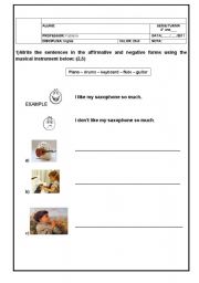 English worksheet: Musical instruments