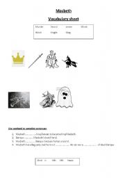 English worksheet: Macbeth level 1