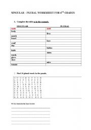 English Worksheet: Singular-Plural