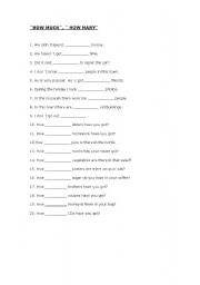English Worksheet: How much/ many