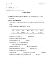 English Worksheet: Homework, gap fill