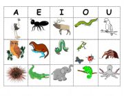 English worksheet: Animal Vowel Sort