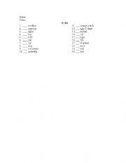 English worksheet: A/ An