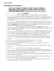 English Worksheet: Elements of fiction