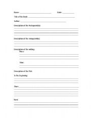 English Worksheet: Book Report Format