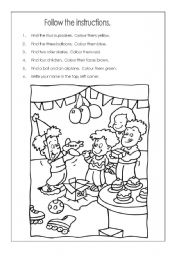 English Worksheet: A Colorful Birthday