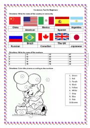 English Worksheet: Vocabulary test