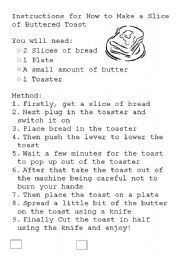 English Worksheet: Parts of Instruction Writing